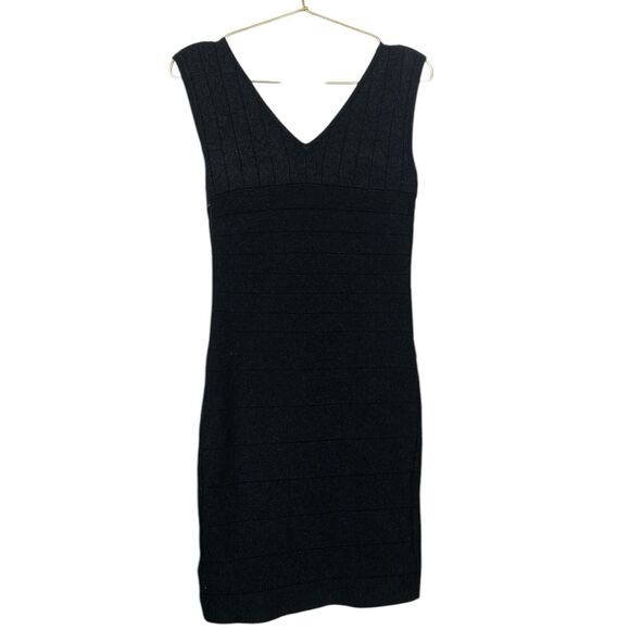 Forever 21 Black Silver Sleeveless Contour Sweater Dress Size Large 127 - Picture 5 of 8